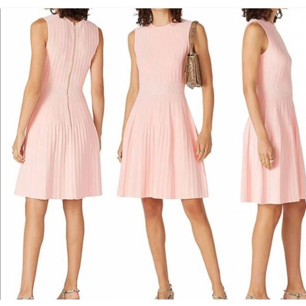 Ted Baker Pink Sleeveless Knit Fit & Flare Skater In Baby-pink